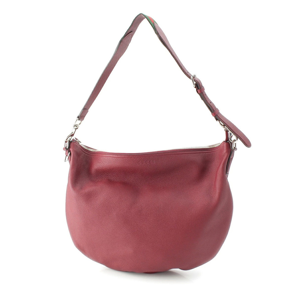 Gucci Leather Shoulder Bag Burgundy Red Bordeaux Purple